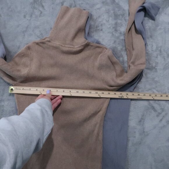 H&M Sweater Women XL Gray Knit Turtleneck Pullover Stretch Minimalist Classy Lot - Picture 12 of 15